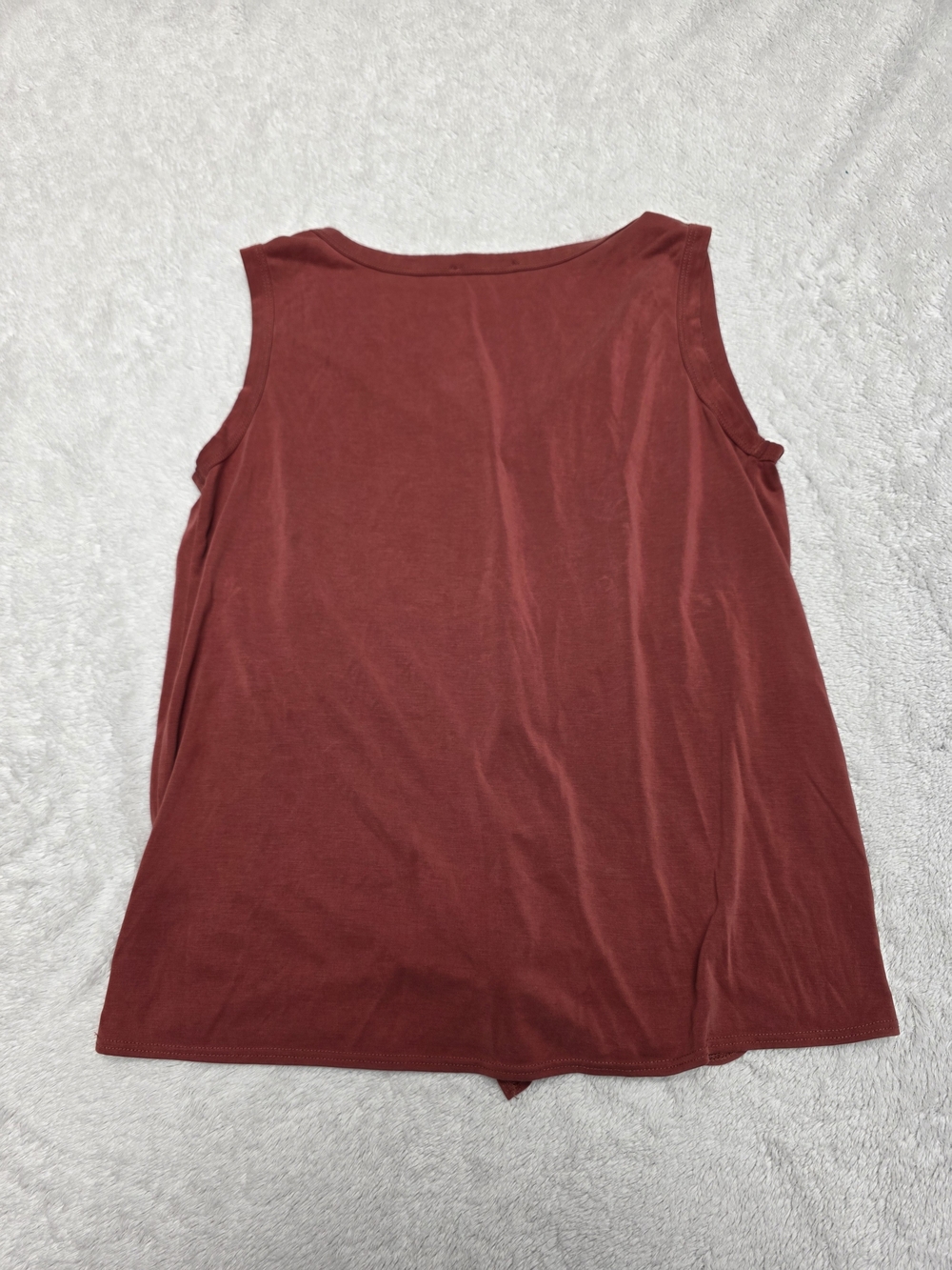Green Envelope Tie-Front Button Tank - Rust - Picture 2 of 4